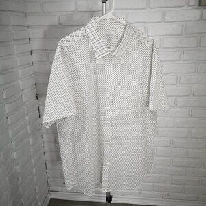 NWOT Lucky Brand Men's Size XXL (18-18 1/2) White w/ Black Tailored Fit Shirt